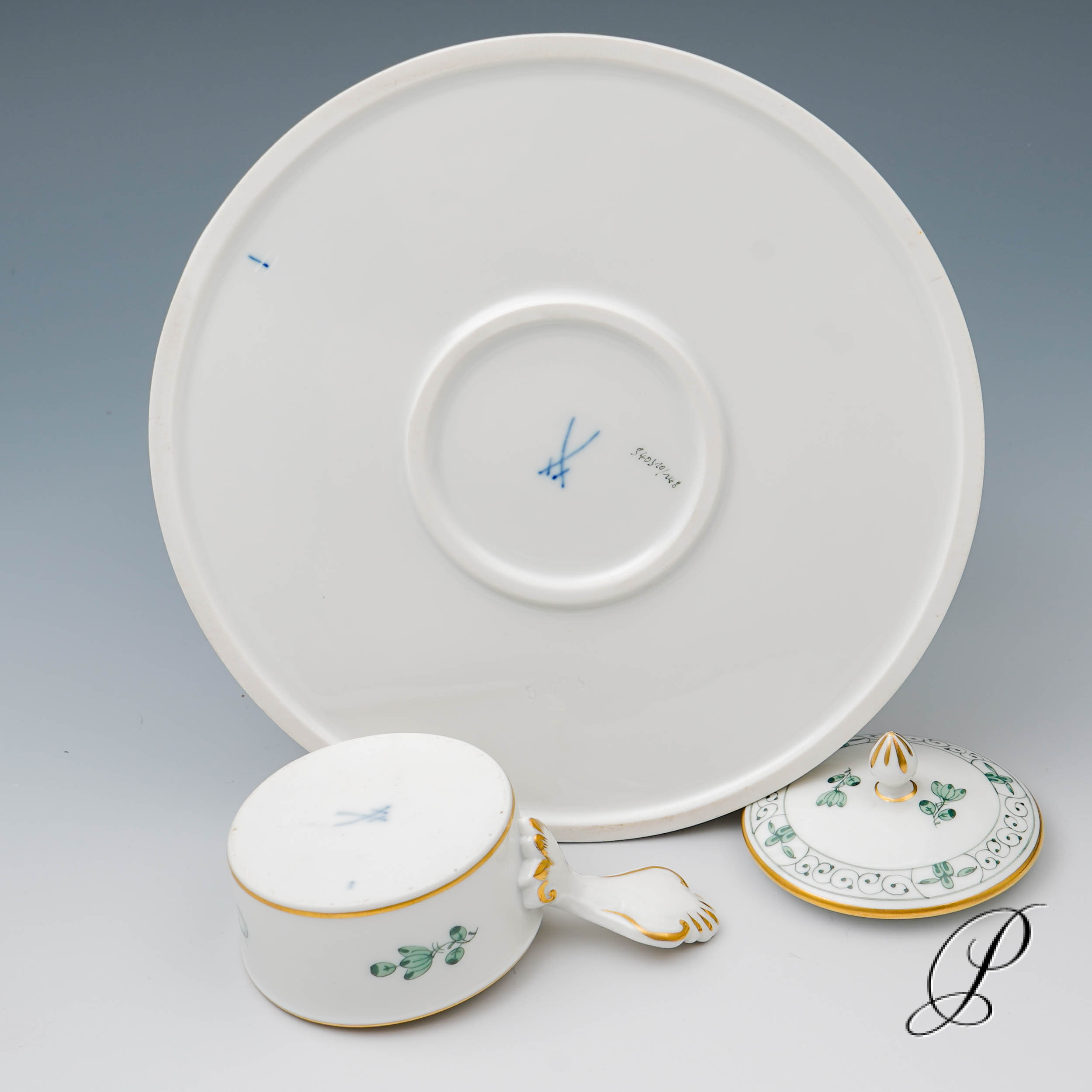 Stövchen Meissen im Dekor Indische Malerei grün – Bild 8