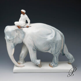 große Meissen Figur "Elefant mit Inder"