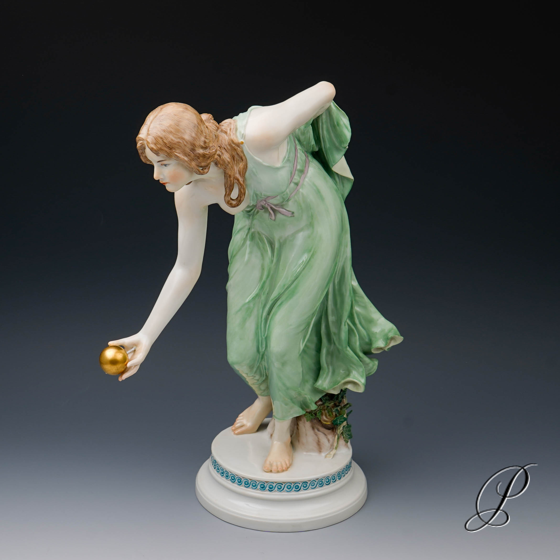 Figur Meissen 1.Wahl um 1910 Kugelspielerin - Jugendstil