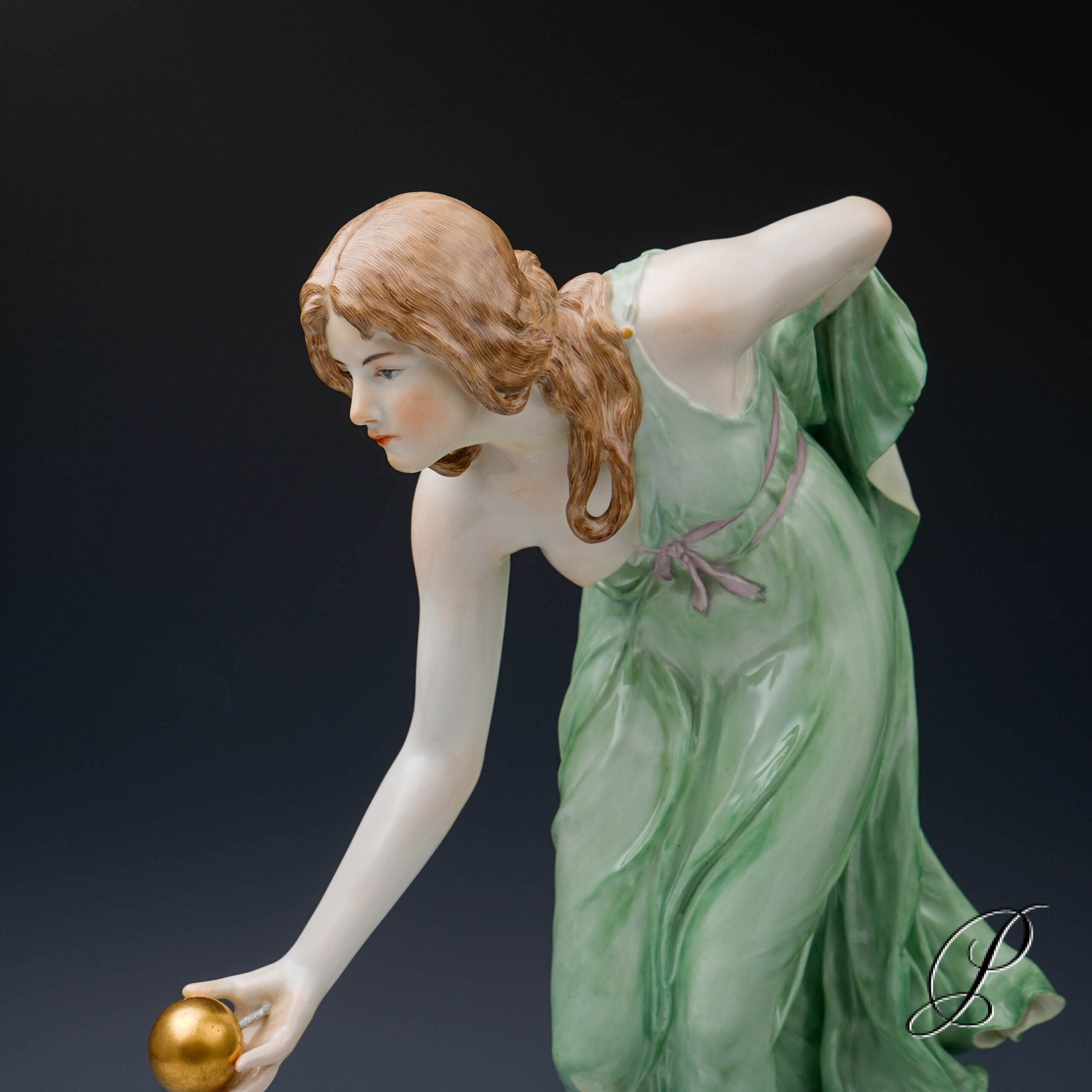 Figur Meissen 1.Wahl um 1910 Kugelspielerin - Jugendstil – Bild 3