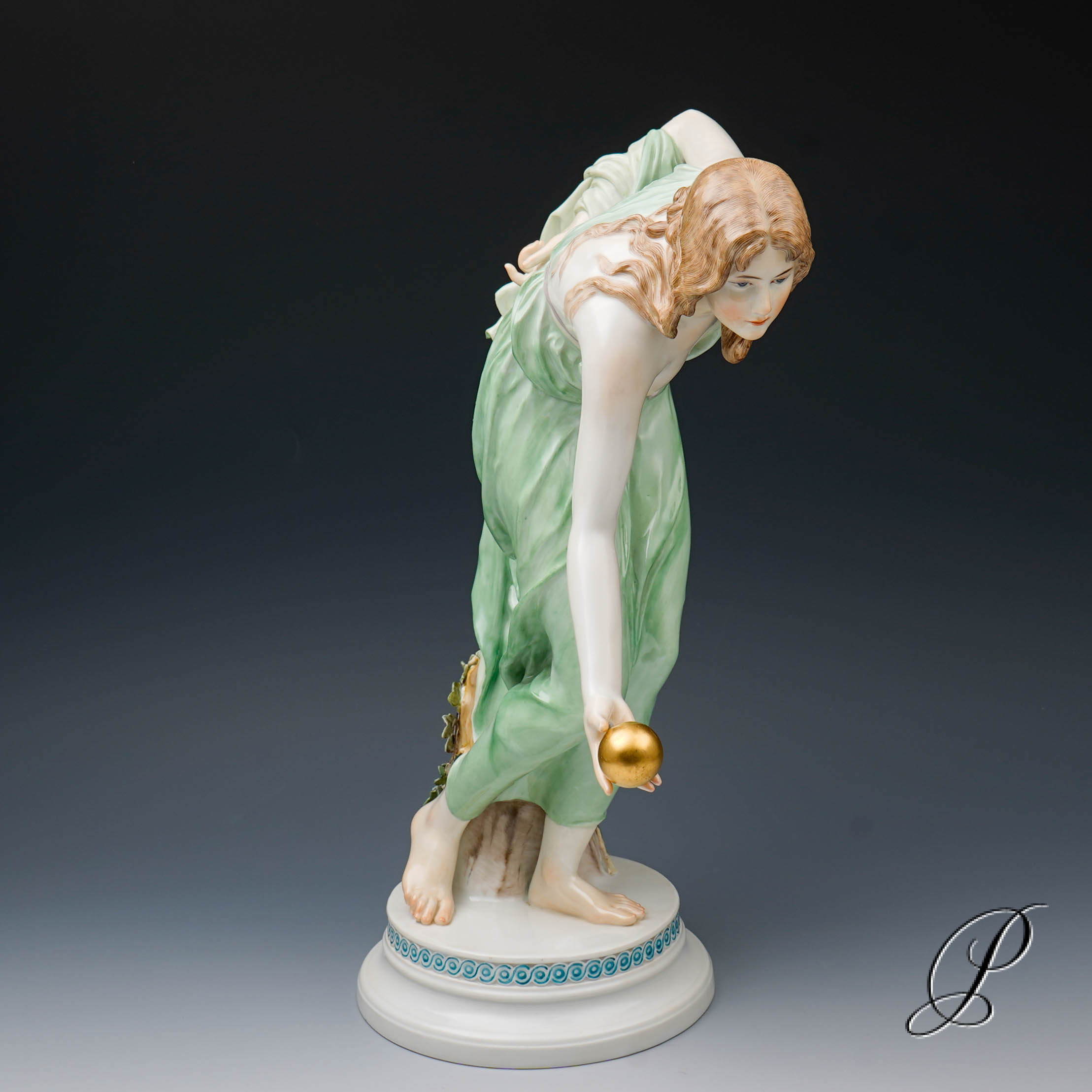 Figur Meissen 1.Wahl um 1910 Kugelspielerin - Jugendstil – Bild 12