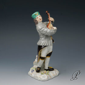 Meissen Figur Bergmann mit Laute