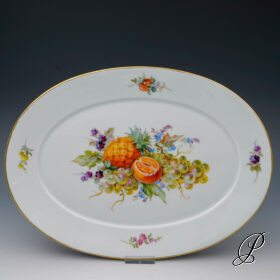 große ovale Platte Meissen mit traumhafter Obstmalerei