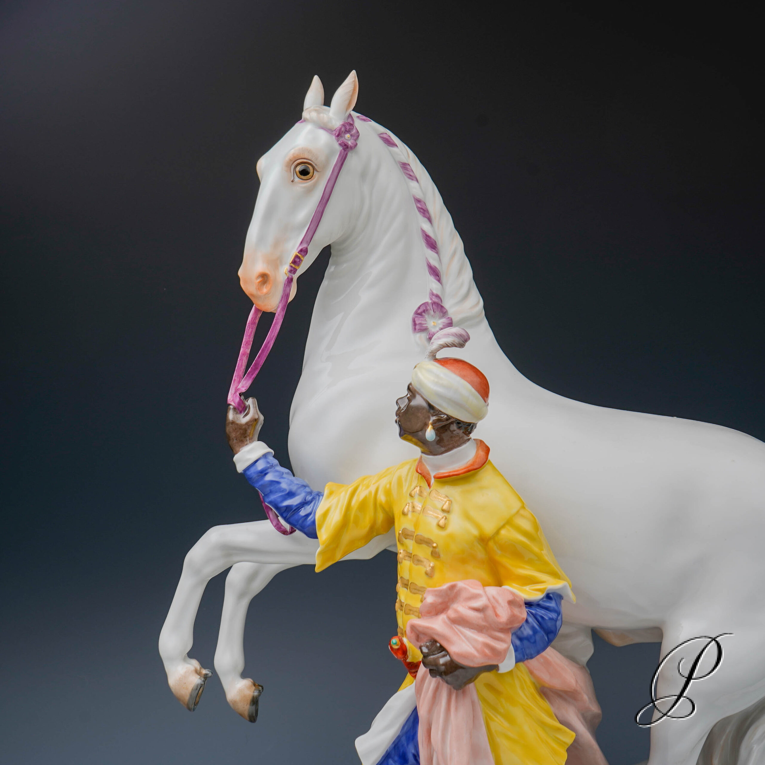 Meissen große Figurengruppe "Schimmel mit Mohr" – Bild 2