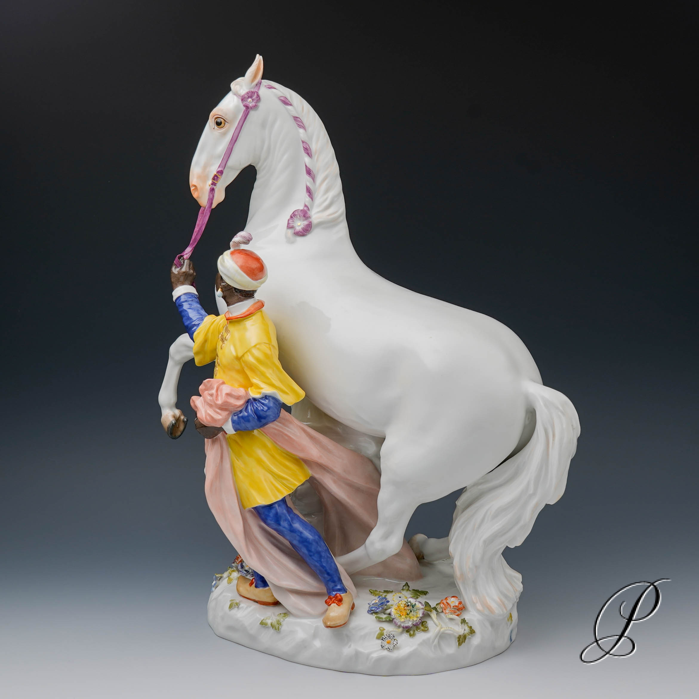 Meissen große Figurengruppe "Schimmel mit Mohr" – Bild 3
