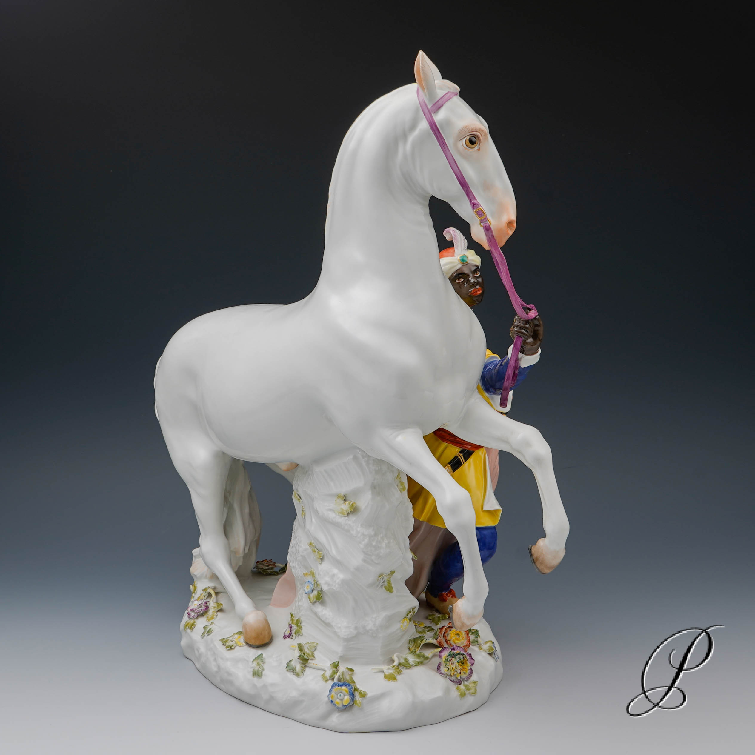 Meissen große Figurengruppe "Schimmel mit Mohr" – Bild 7