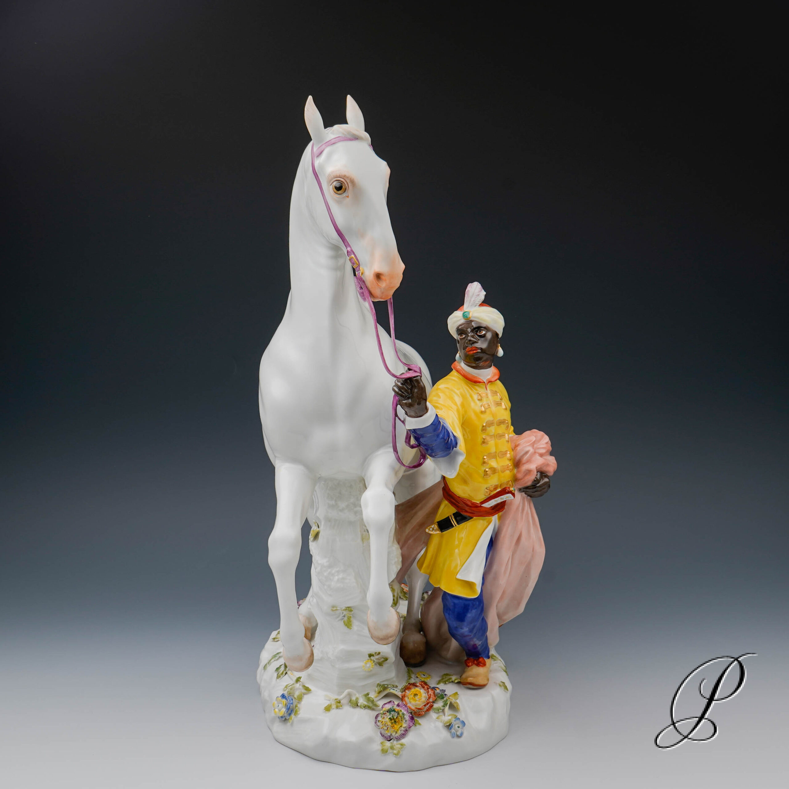 Meissen große Figurengruppe "Schimmel mit Mohr" – Bild 9