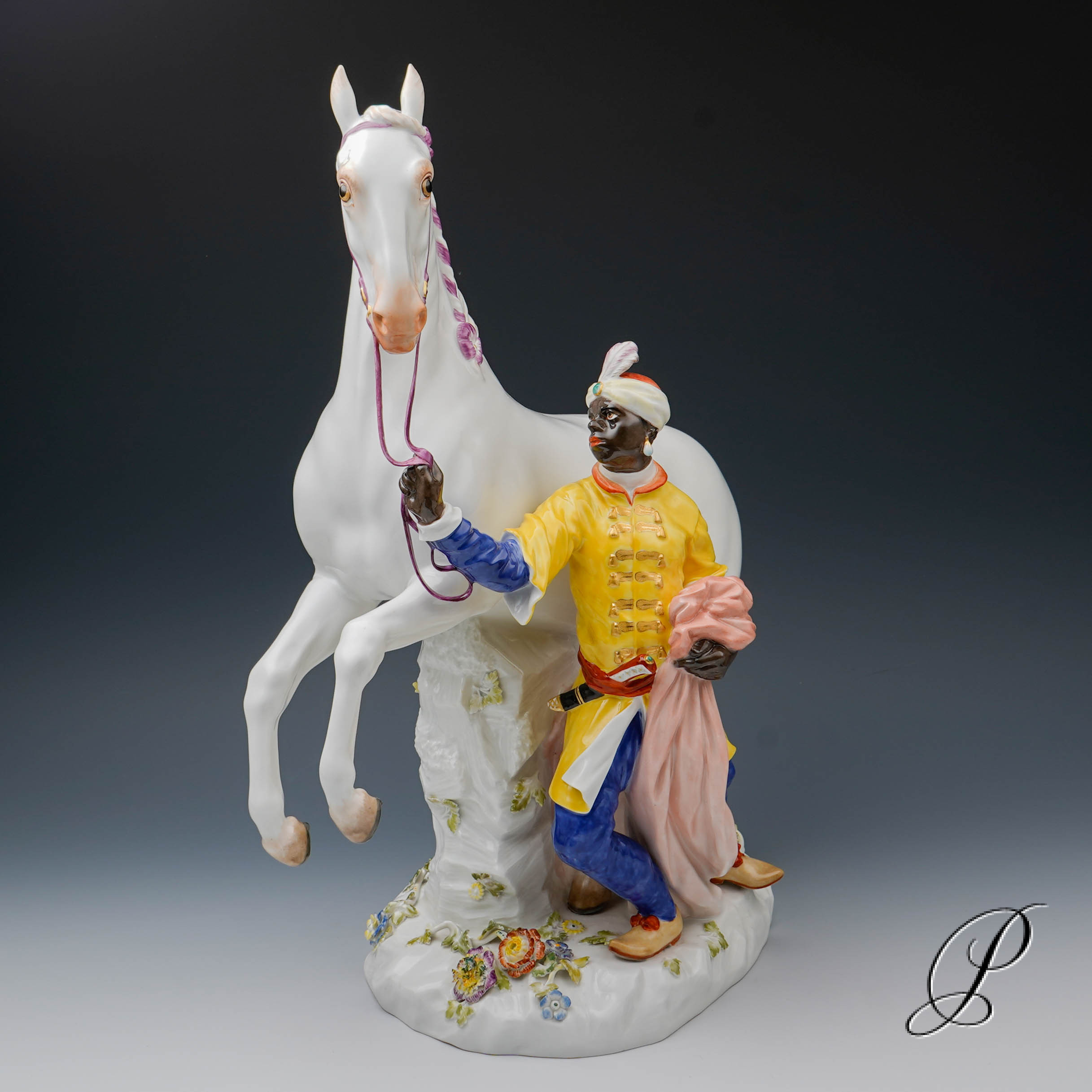 Meissen große Figurengruppe "Schimmel mit Mohr" – Bild 12
