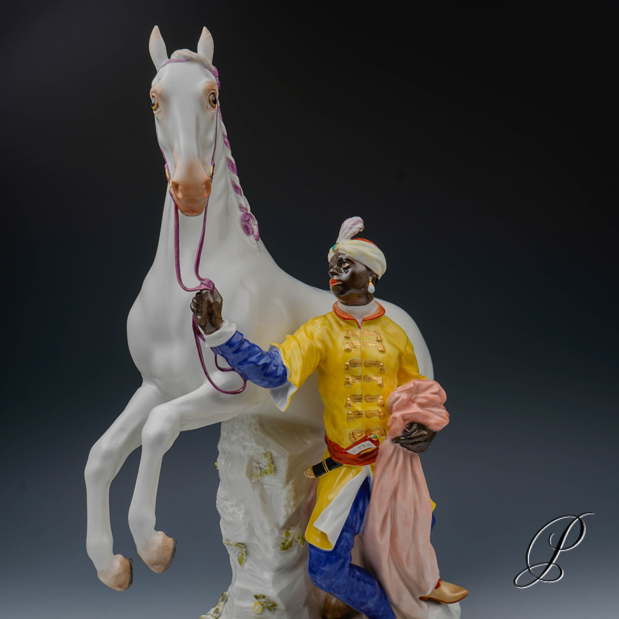 Meissen große Figurengruppe "Schimmel mit Mohr" – Bild 13