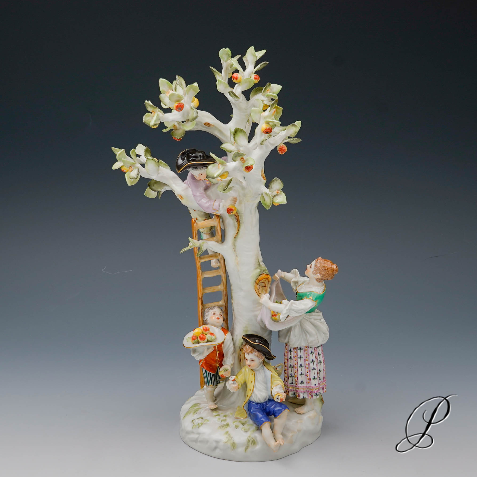 große Figurengruppe Meissen 1.Wahl " Apfelernte "