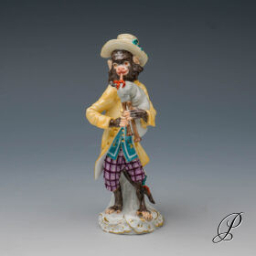 Figur Meissen 1.Wahl Affe mit Dudelsack