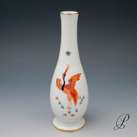 Vase Meissen 1.Wahl alte Indische Blumen und Kranichmalerei