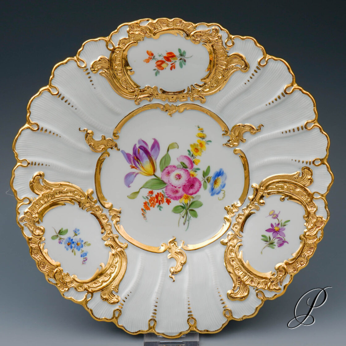 Prunkteller Meissen 1.Wahl mit Blumenbukett Knaufzeit um 1900 Jhd.