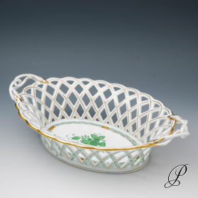 selten!!! großer Durchbruchkorb Herend im Dekor Apponyi grün