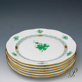 Herend 6 Speiseteller im Dekor Apponyi grün