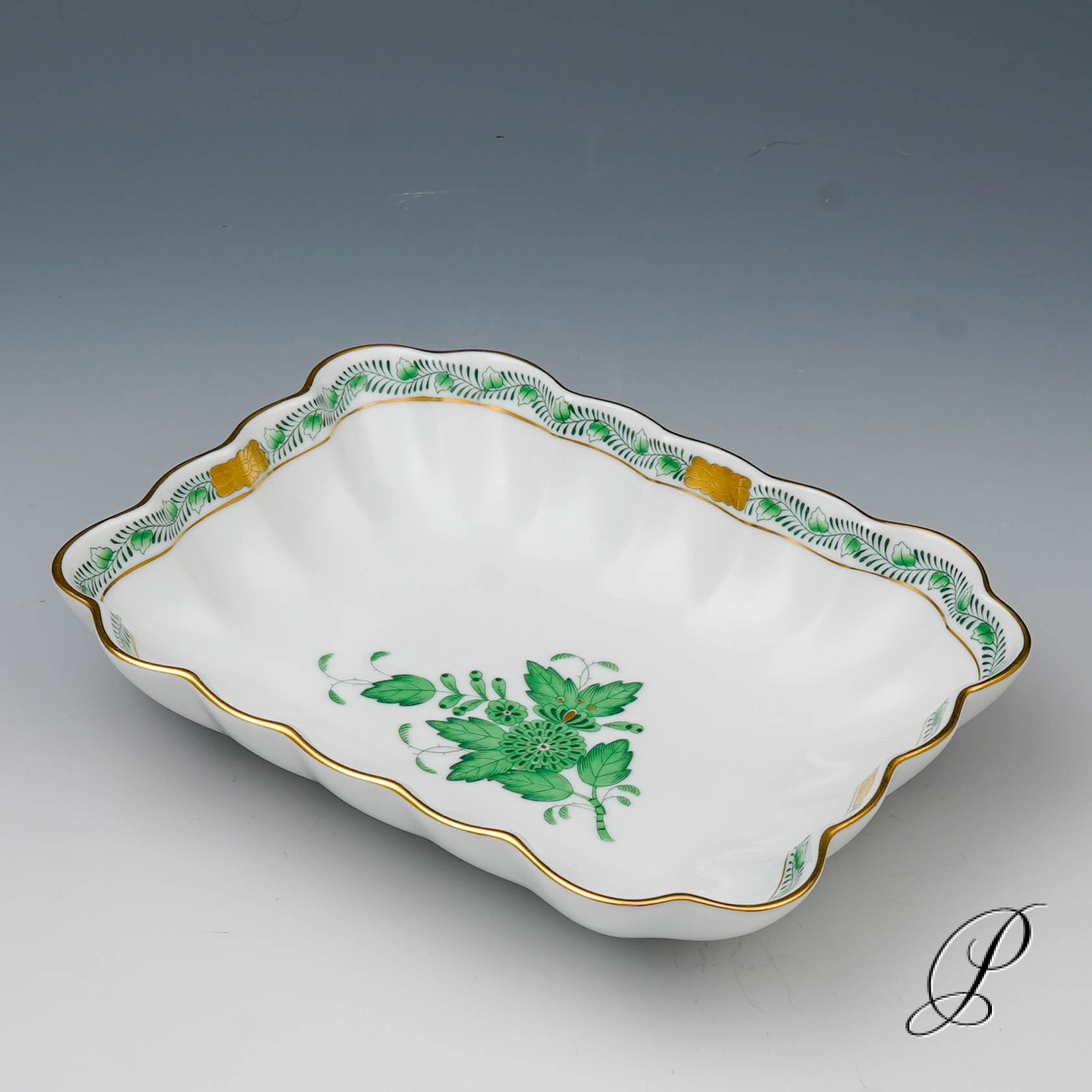 Gebäckschale Herend im Dekor Apponyi grün