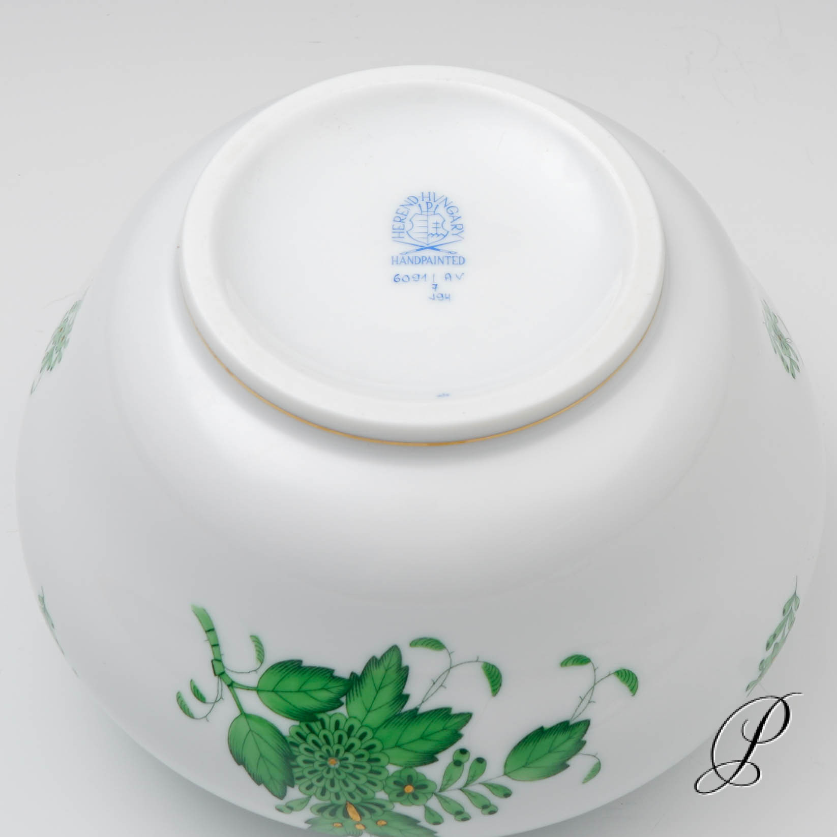 große Dose Herend in Herzform Apponyi grün – Bild 8