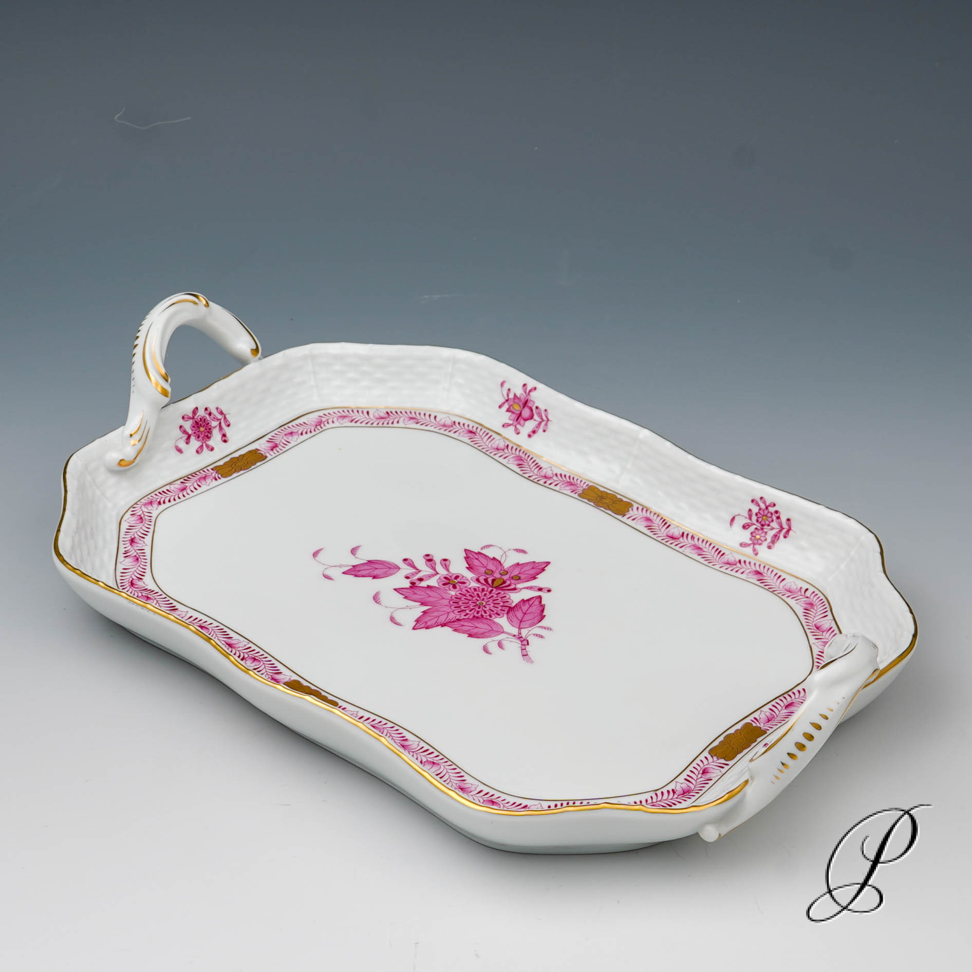 Kuchenplatte / Gebäckschale Herend Apponyi purpur