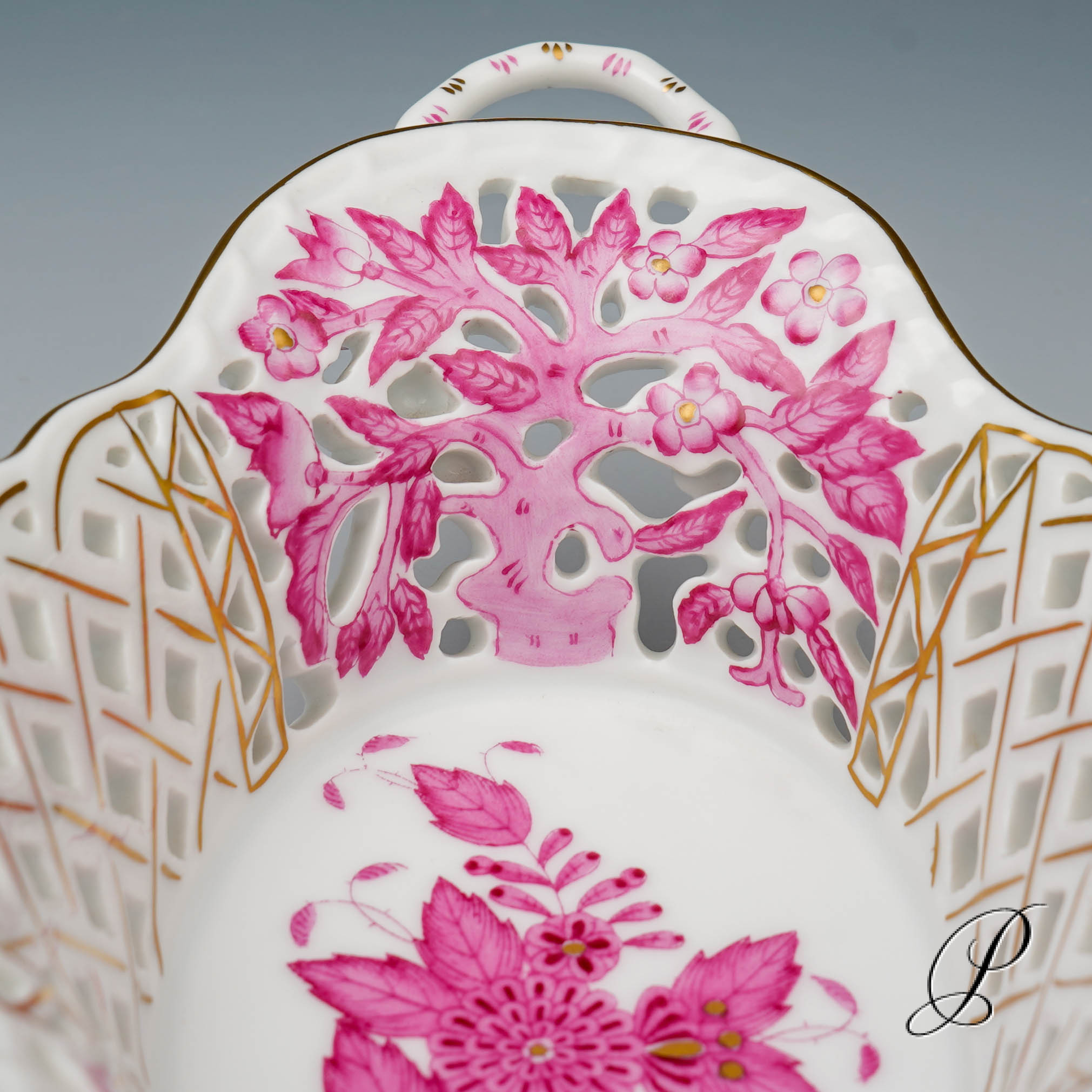 Korb Herend im Dekor Apponyi purpur – Bild 5