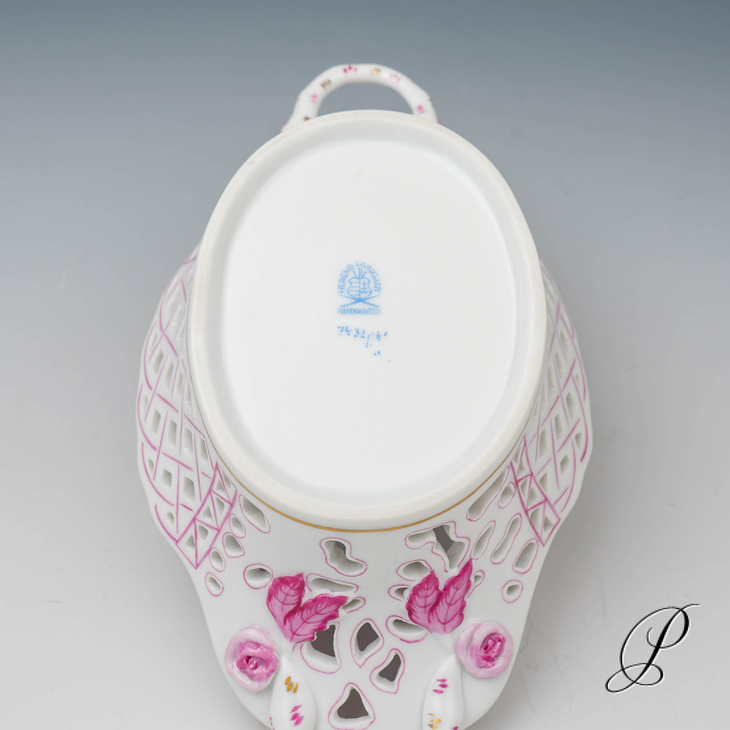 Korb Herend im Dekor Apponyi purpur – Bild 7