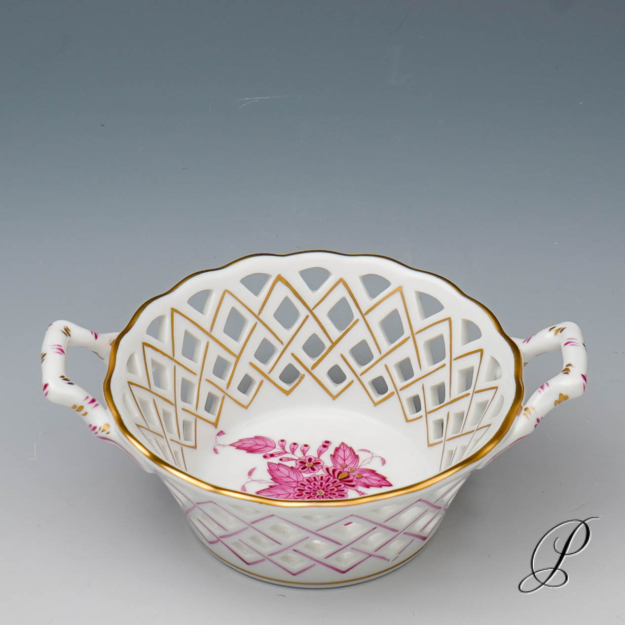 Herend Korb im Dekor Apponyi purpur