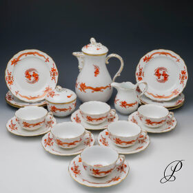 Teeservice Meissen Reicher Drache rot und goldschattiert