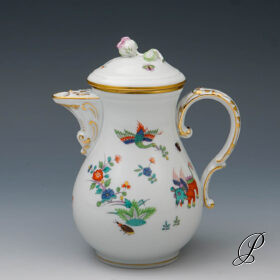 Mokkakanne Meissen 1.Wahl Dekor "fliegender Hund, bunt mit Kupferfarben" - sehr selten!!!!