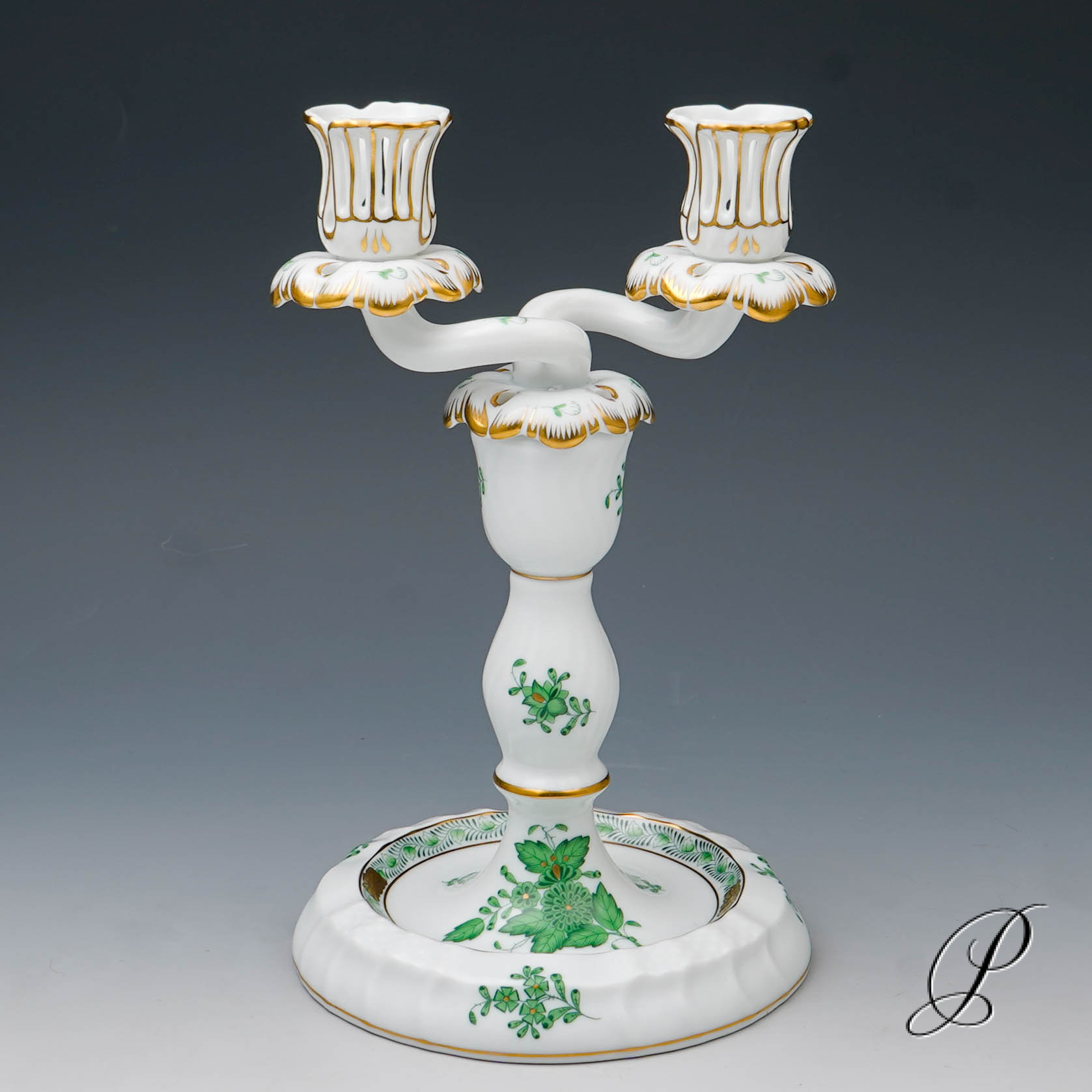 Leuchter Herend im Dekor Apponyi grün