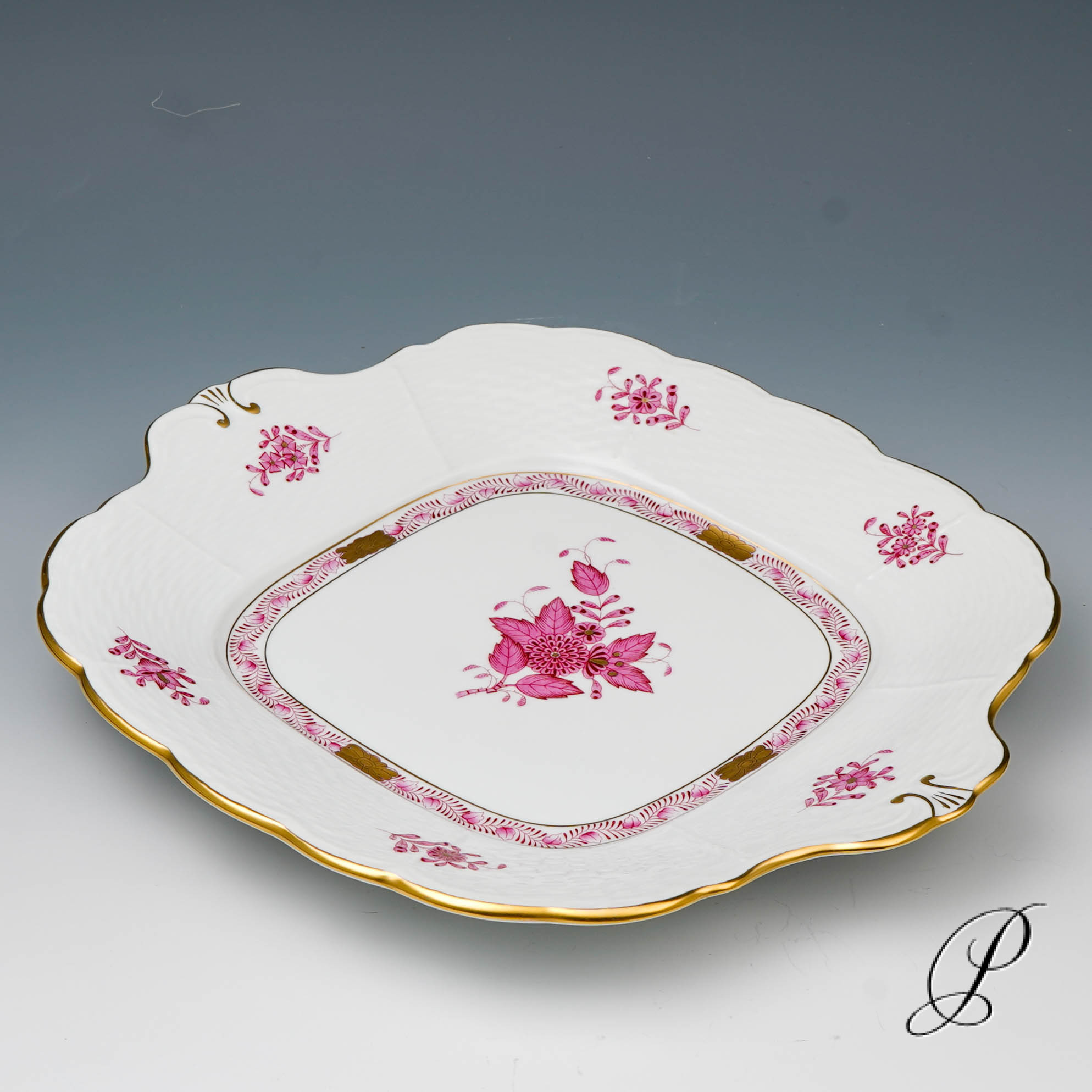 Kuchenplatte Herend im Dekor Apponyi purpur – Bild 3