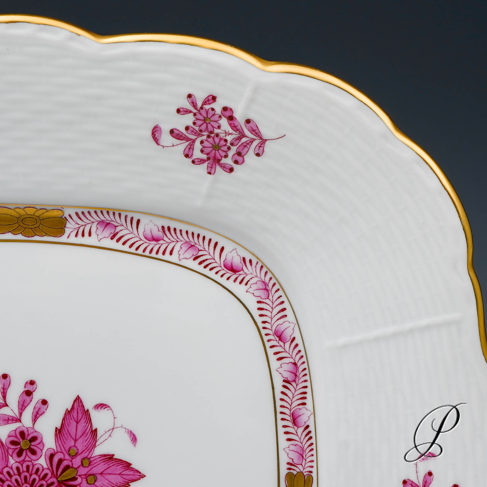 Kuchenplatte Herend im Dekor Apponyi purpur – Bild 5