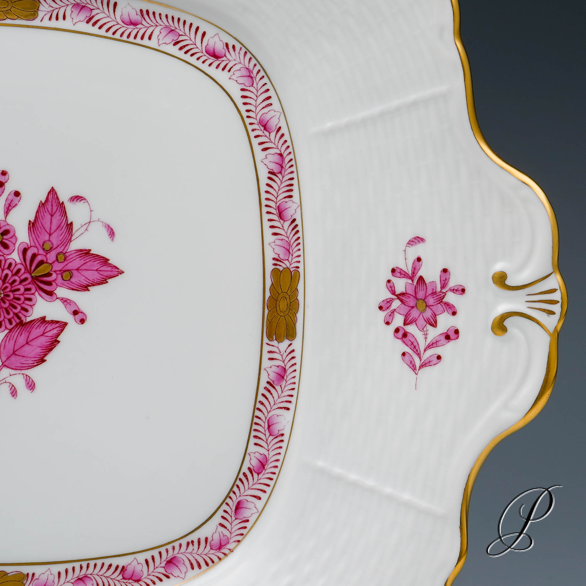 Kuchenplatte Herend im Dekor Apponyi purpur – Bild 6