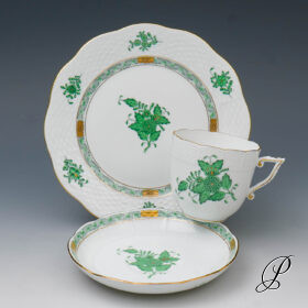 Kaffeegedeck Herend im Dekor Apponyi grün