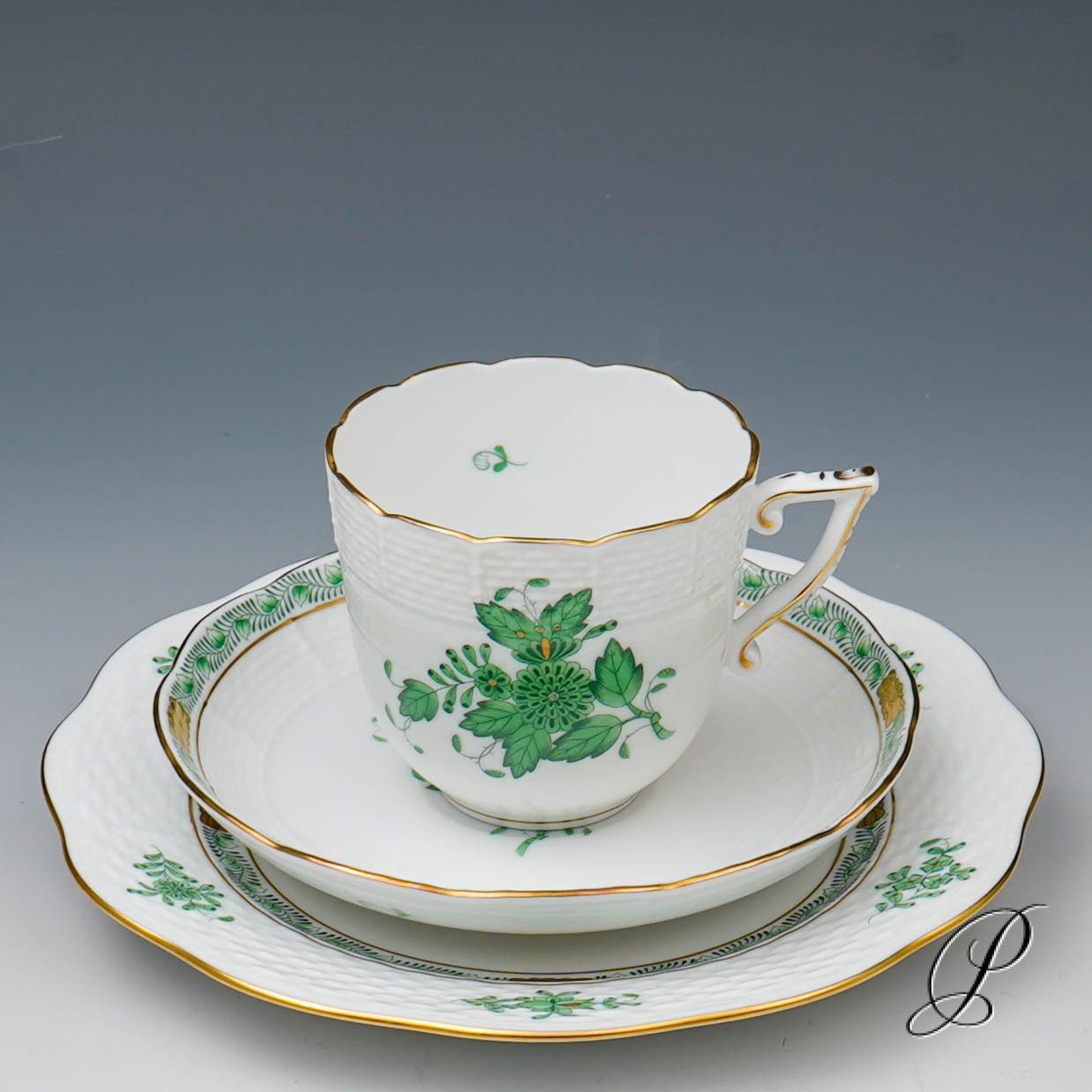 Kaffeegedeck Herend im Dekor Apponyi grün – Bild 2