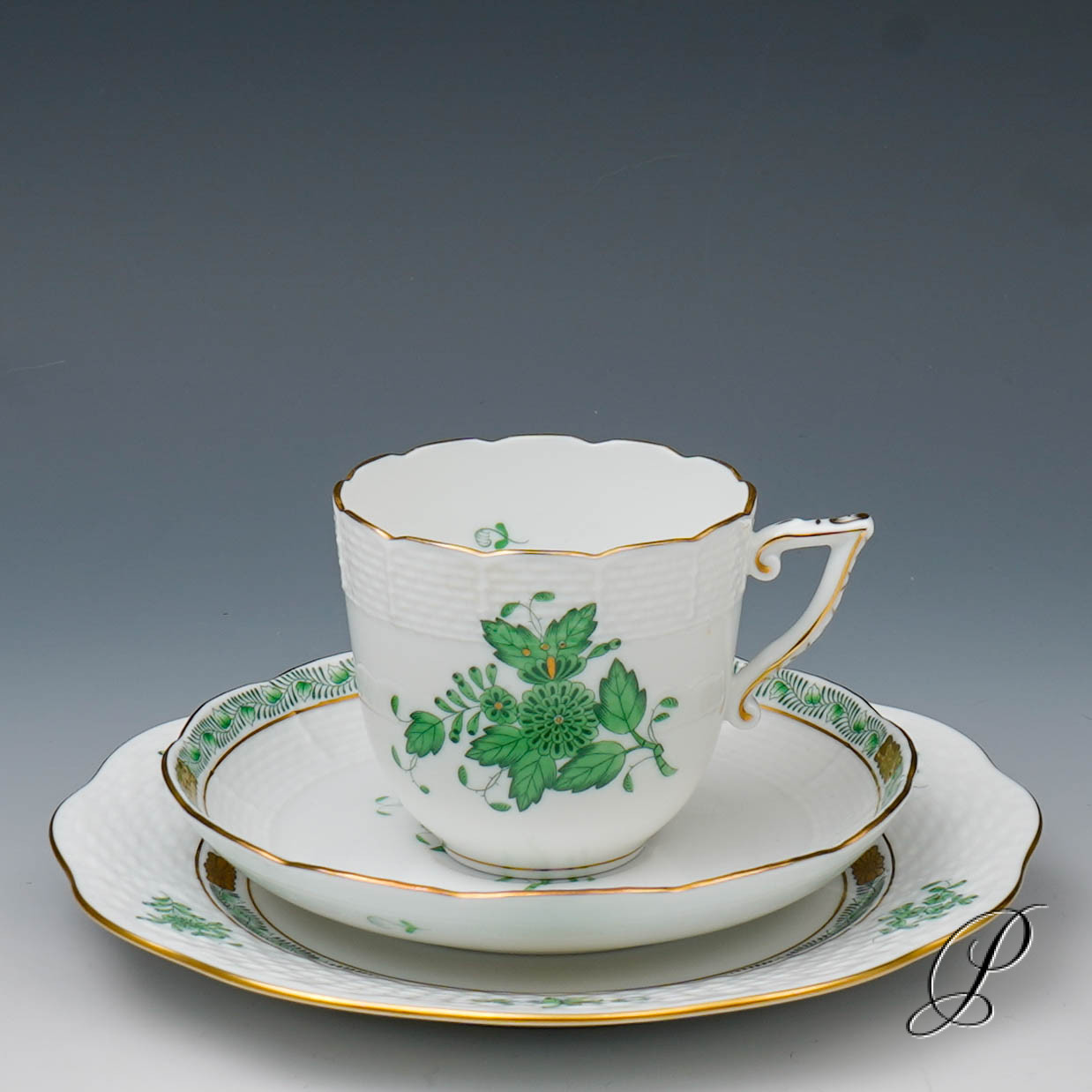 Kaffeegedeck Herend im Dekor Apponyi grün – Bild 3