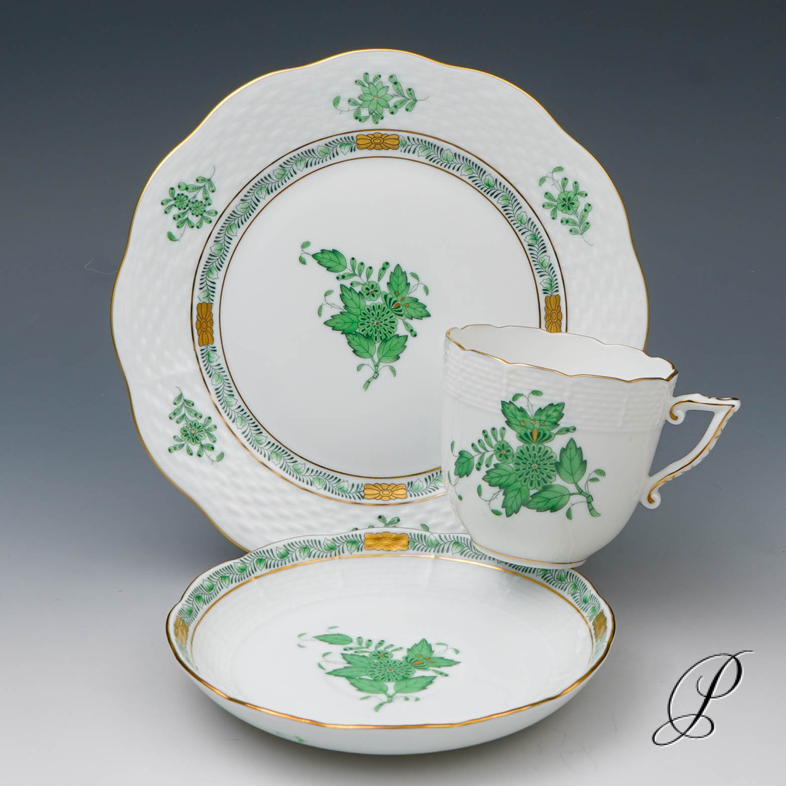 Kaffeegedeck Herend im Dekor Apponyi grün – Bild 5