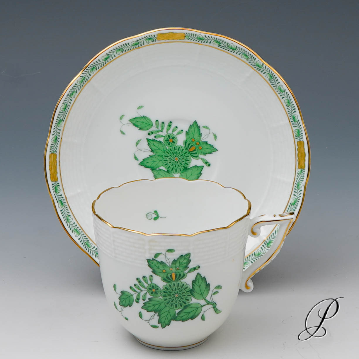 Kaffeegedeck Herend im Dekor Apponyi grün – Bild 8