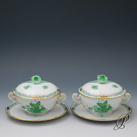 2 Suppengedecke Herend Apponyi grün