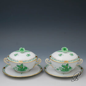 2 Suppengedecke Herend Apponyi grün