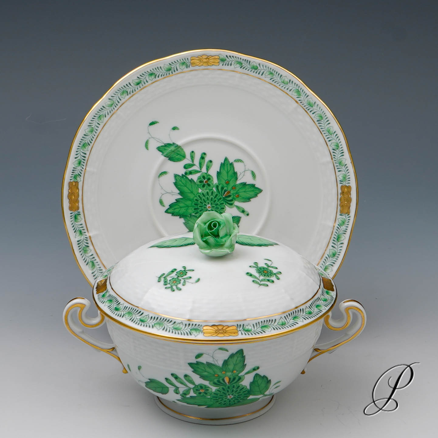 Suppengedecke Herend Apponyi grün