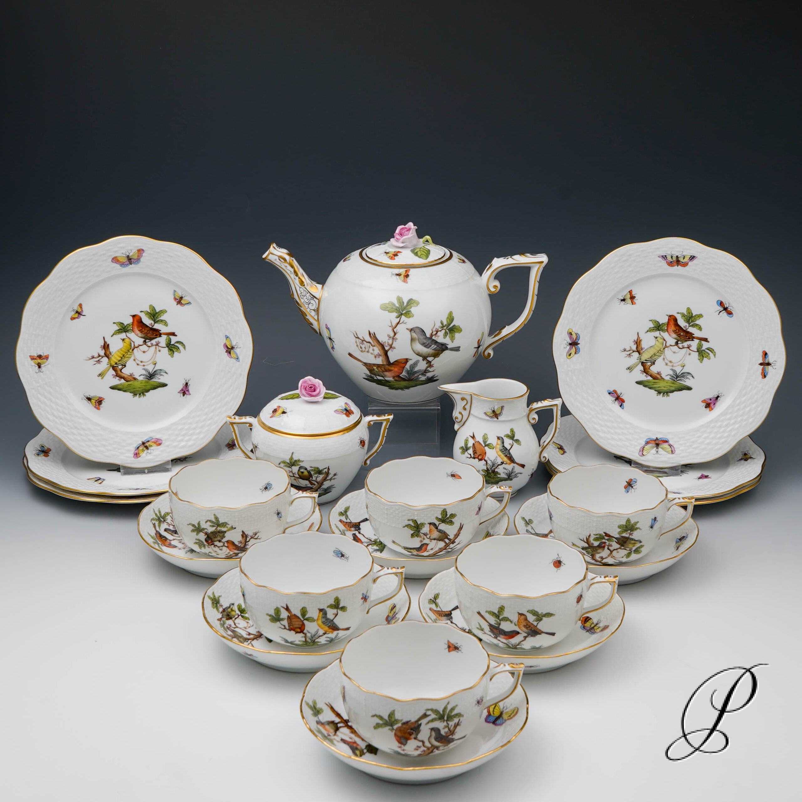 Teeservice Herend im Dekor Rothschild für 6 Personen