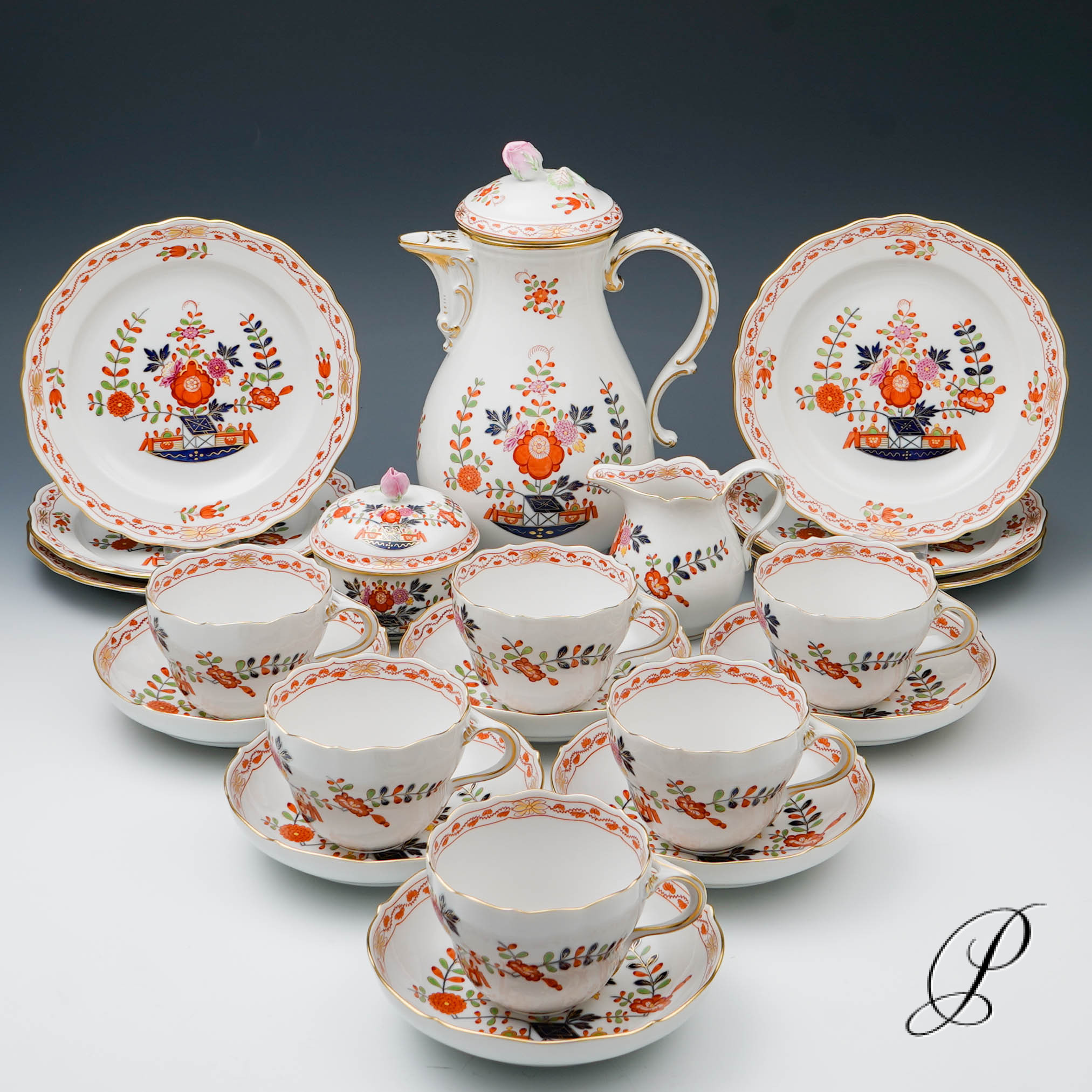 Kaffeeservice Meissen 1.Wahl im Dekor Tischchenmuster - handwerkliche Meisterleistung und zeitlose Schönheit