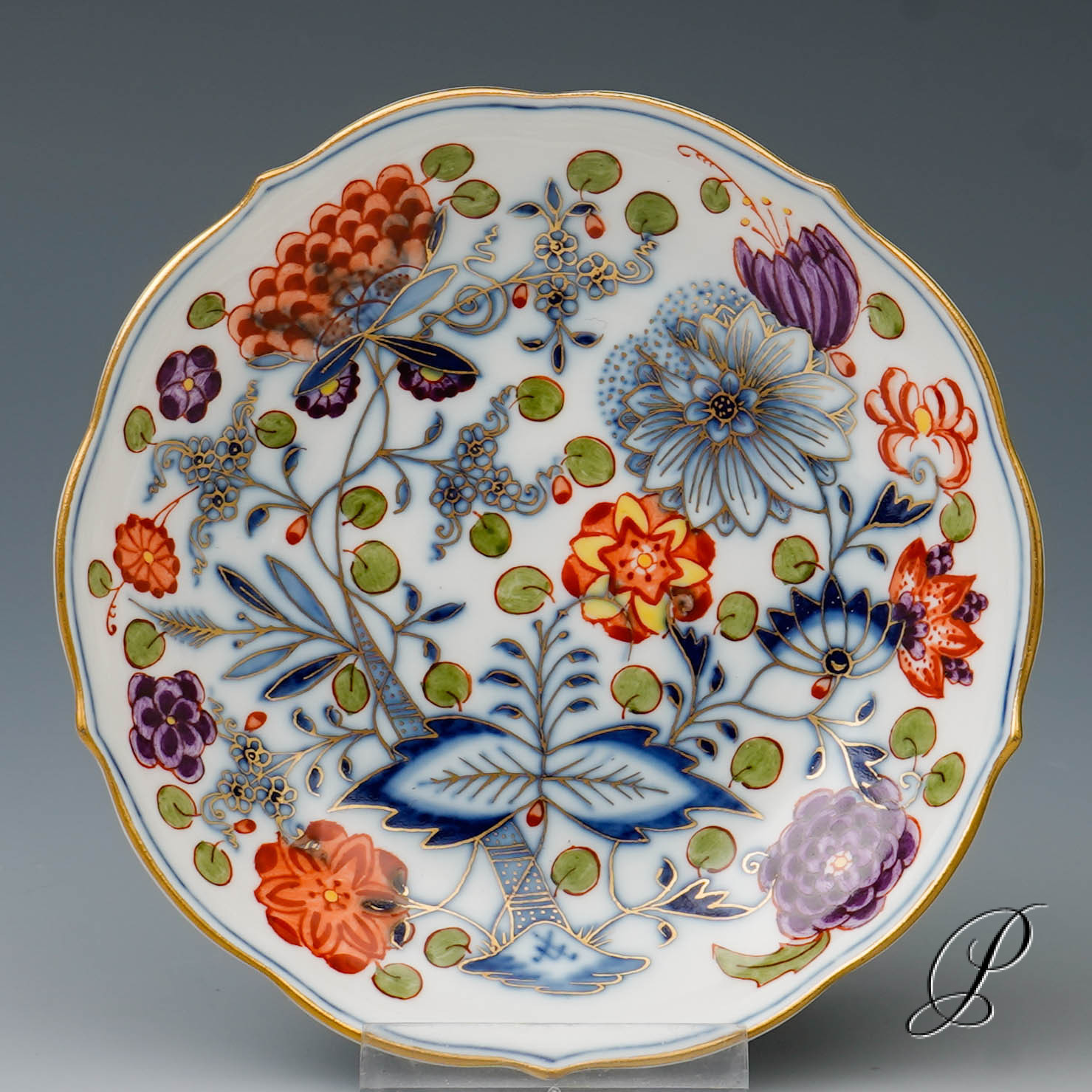 Sahnekännchen mit Untersetzer Meissen im Dekor Zwiebelmuster Royal bunt – Bild 4