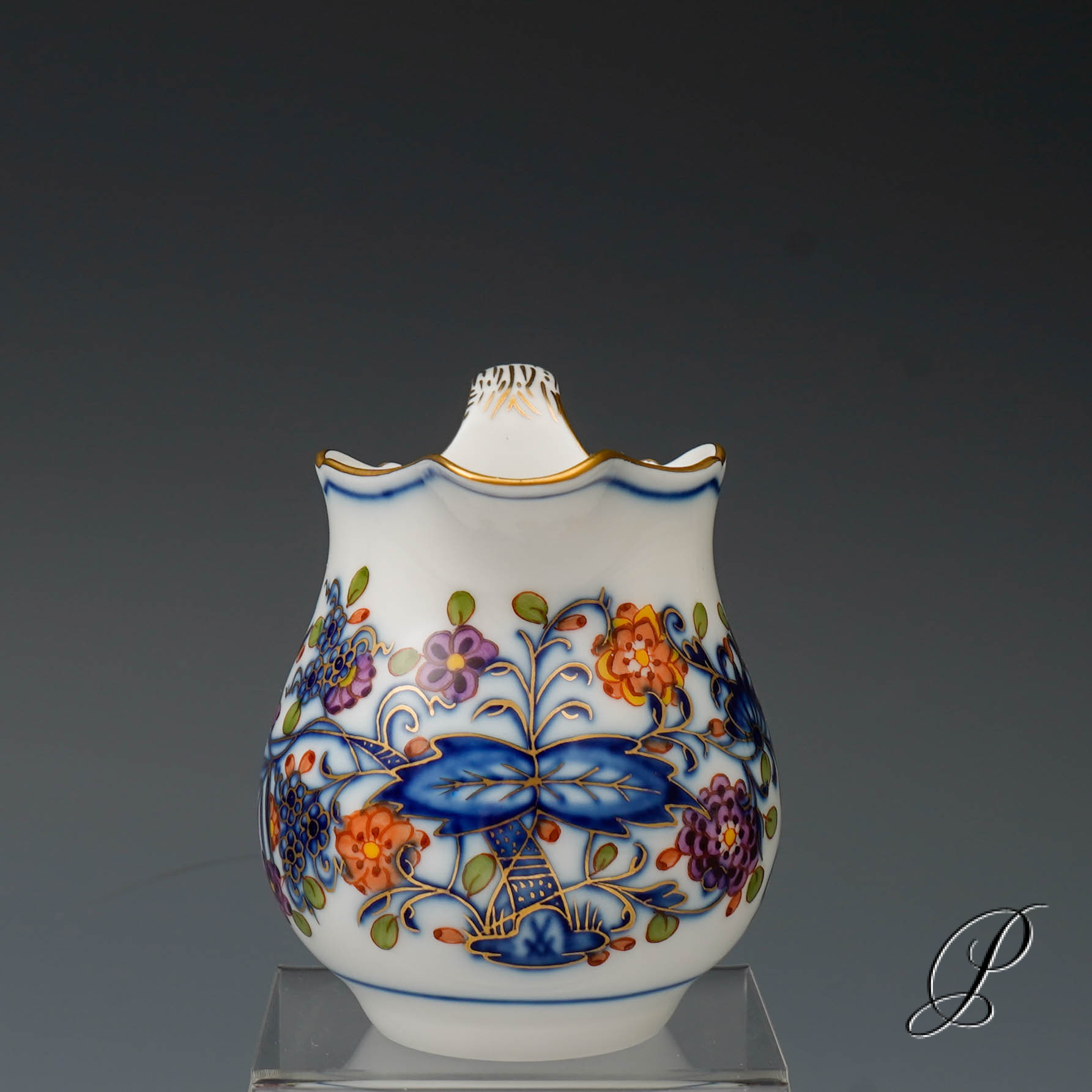 Sahnekännchen mit Untersetzer Meissen im Dekor Zwiebelmuster Royal bunt – Bild 7