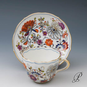 Kaffeegedeck Meissen buntes Zwiebelmuster