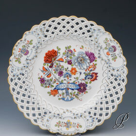 großer Durchbruchteller Meissen Zwiebelmuster Royal-bunt