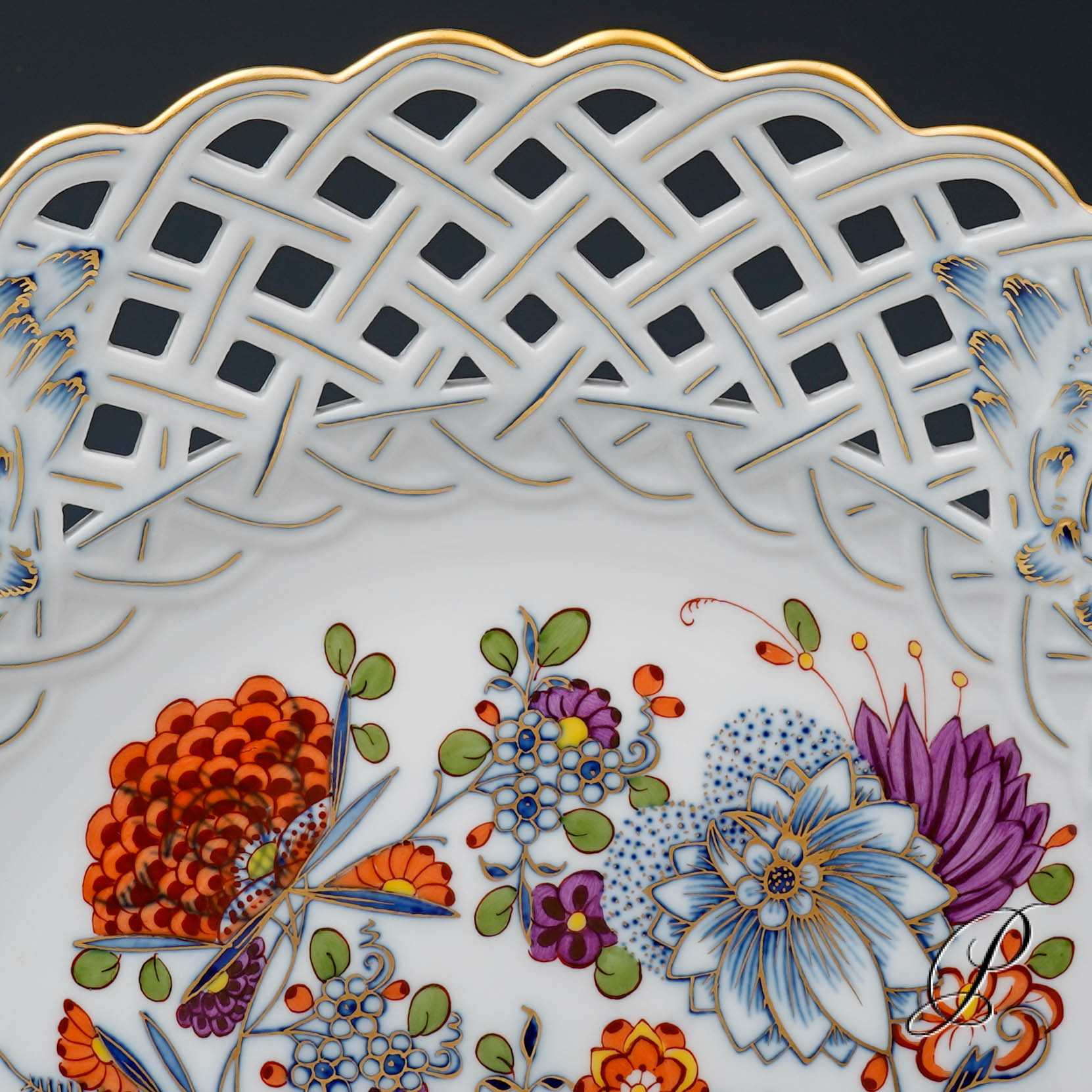 großer Durchbruchteller Meissen Zwiebelmuster Royal-bunt – Bild 7