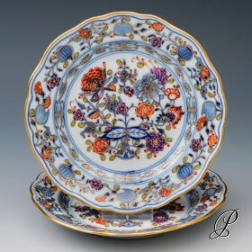 2 Dessert oder Gebäckteller Meissen 1.Wahl im Dekor buntes Zwiebelmuster