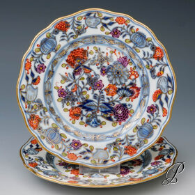 2 Dessert oder Gebäckteller Meissen um 1900 Jhd. im Dekor buntes Zwiebelmuster