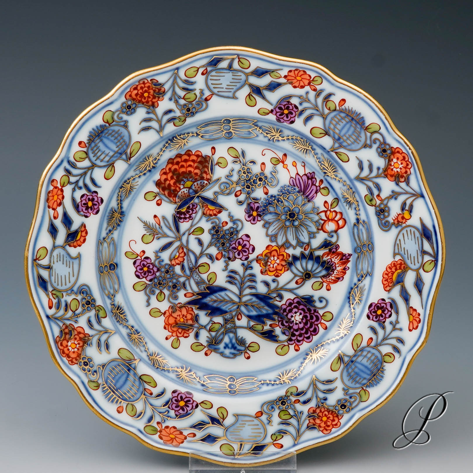 2 Dessert oder Gebäckteller Meissen um 1900 Jhd. im Dekor buntes Zwiebelmuster – Bild 3