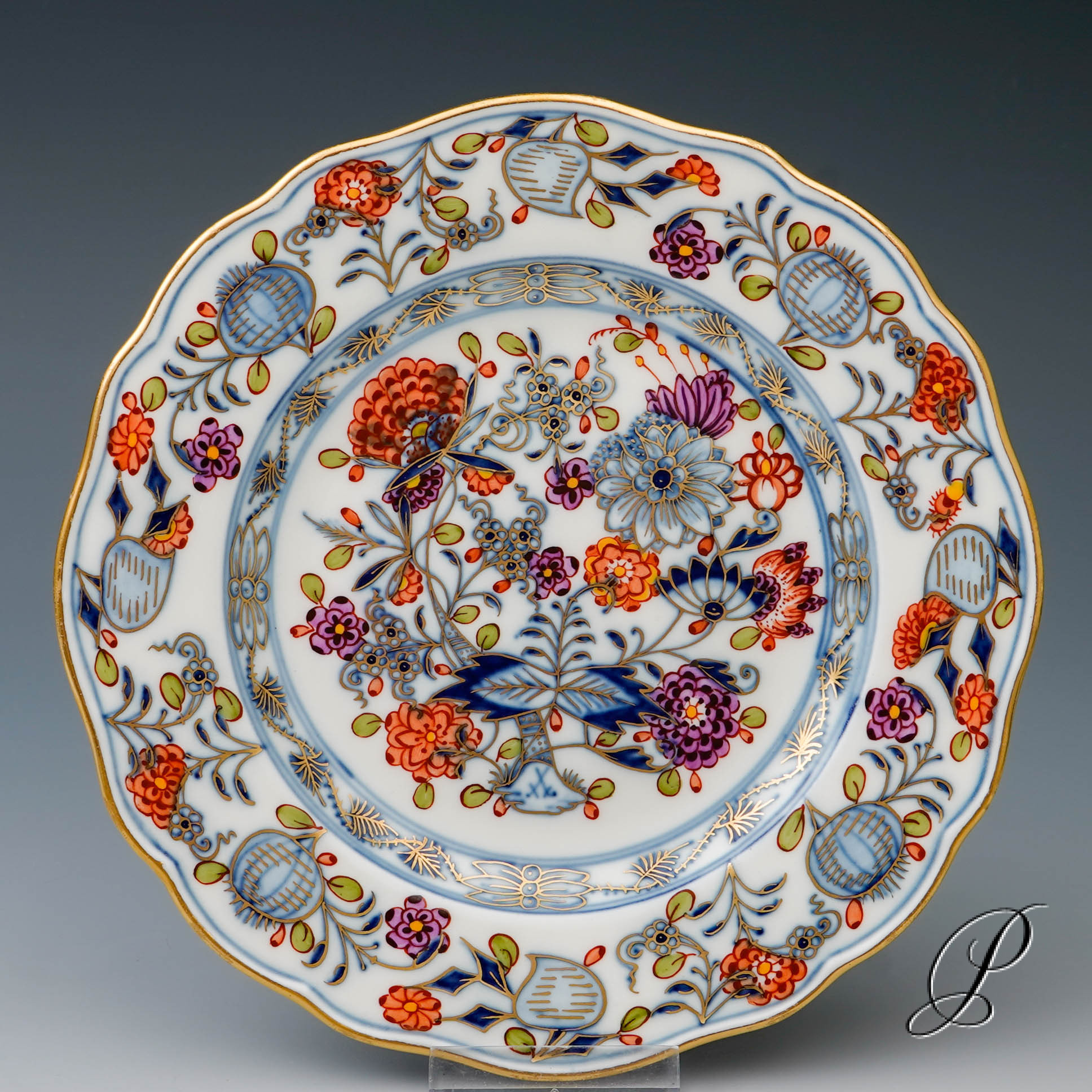 2 Dessert oder Gebäckteller Meissen um 1900 Jhd. im Dekor buntes Zwiebelmuster – Bild 5